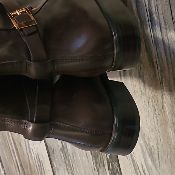 Michael Kors Arley Tall Riding Boots Wmns 10 Gold Logo Equestrian Minimalist - Picture 10 of 16